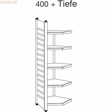 Kerkmann Design-Regal M2 Eckfeld BXHxT 400x2200x600mm 5 Böden alusilbe von Kerkmann