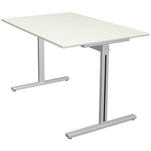 Kerkmann Form 1 Schreibtisch weiß rechteckig, T-Fuß-Gestell silber 120,0 x 80,0 cm von Kerkmann