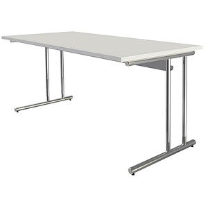 Kerkmann Lago Schreibtisch weiß rechteckig, C-Fuß-Gestell chrom 160,0 x 80,0 cm Kerkmann Lago Schreibtisch weiß rechteckig, C-Fuß-Gestell chrom 160,0 x 80,0 cm von Kerkmann
