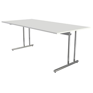 Kerkmann Lago Schreibtisch weiß rechteckig, C-Fuß-Gestell chrom 200,0 x 100,0 cm Kerkmann Lago Schreibtisch weiß rechteckig, C-Fuß-Gestell chrom 200,0 x 100,0 cm von Kerkmann