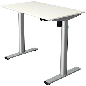 Kerkmann Move 1 base elektrisch höhenverstellbarer Schreibtisch weiß rechteckig, T-Fuß-Gestell silber 100,0 x 60,0 cm von Kerkmann