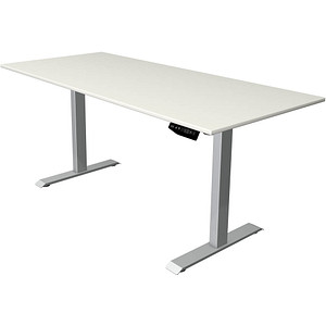 Kerkmann Move 1 elektrisch höhenverstellbarer Schreibtisch weiß rechteckig, T-Fuß-Gestell silber 180,0 x 80,0 cm von Kerkmann
