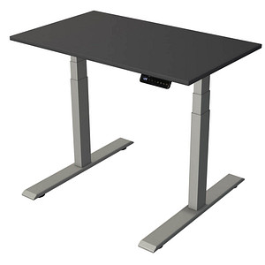 Kerkmann Move 2 elektrisch höhenverstellbarer Schreibtisch anthrazit rechteckig, T-Fuß-Gestell silber 100,0 x 60,0 cm von Kerkmann