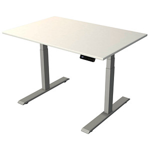 Kerkmann Move 2 elektrisch höhenverstellbarer Schreibtisch weiß rechteckig, T-Fuß-Gestell silber 120,0 x 80,0 cm von Kerkmann