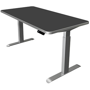 Kerkmann Move 3 Premium elektrisch höhenverstellbarer Schreibtisch anthrazit rechteckig, T-Fuß-Gestell silber 160,0 x 80,0 cm von Kerkmann
