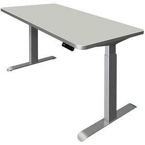 Kerkmann Move 3 Premium elektrisch höhenverstellbarer Schreibtisch lichtgrau rechteckig, T-Fuß-Gestell silber 160,0 x 80,0 cm von Kerkmann