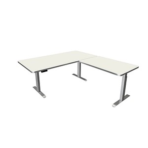 Kerkmann Move 3 Premium elektrisch höhenverstellbarer Schreibtisch weiß L-Form, T-Fuß-Gestell silber 200,0 x 220,0 cm von Kerkmann