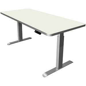 Kerkmann Move 3 Premium elektrisch höhenverstellbarer Schreibtisch weiß rechteckig, T-Fuß-Gestell silber 180,0 x 80,0 cm von Kerkmann
