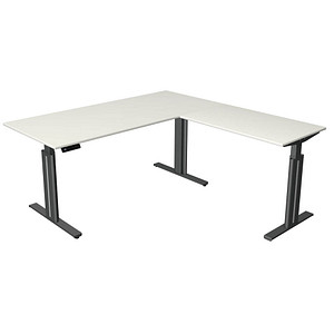Kerkmann Move 3 elegant elektrisch höhenverstellbarer Schreibtisch weiß L-Form, T-Fuß-Gestell grau 180,0 x 180,0 cm Kerkmann Move 3 elegant elektrisch höhenverstellbarer Schreibtisch weiß L-Form, T-Fuß-Gestell grau 180,0 x 180,0 cm von Kerkmann