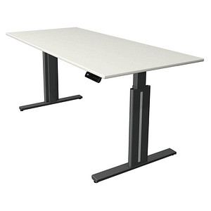 Kerkmann Move 3 elegant elektrisch höhenverstellbarer Schreibtisch weiß rechteckig, T-Fuß-Gestell grau 180,0 x 80,0 cm von Kerkmann