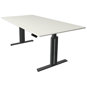 Kerkmann Move 3 elegant elektrisch höhenverstellbarer Schreibtisch weiß rechteckig, T-Fuß-Gestell grau 200,0 x 100,0 cm von Kerkmann