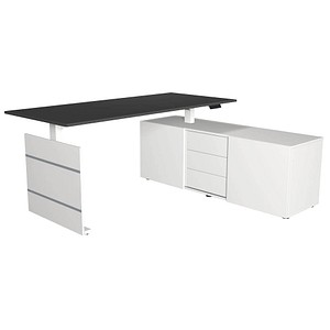Kerkmann Move 3 elektrisch höhenverstellbarer Schreibtisch anthrazit, weiß rechteckig, Wangen-Gestell weiß 180,0 x 80,0 cm von Kerkmann