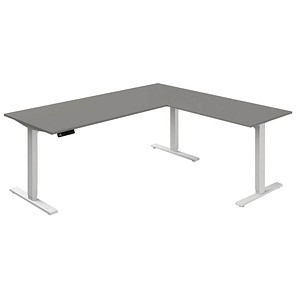 Kerkmann Move 3 elektrisch höhenverstellbarer Schreibtisch grafit L-Form, T-Fuß-Gestell weiß 180,0 x 80,0 cm Kerkmann Move 3 elektrisch höhenverstellbarer Schreibtisch grafit L-Form, T-Fuß-Gestell weiß 180,0 x 80,0 cm von Kerkmann