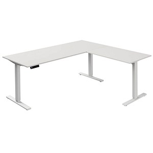 Kerkmann Move 3 elektrisch höhenverstellbarer Schreibtisch weiß L-Form, T-Fuß-Gestell weiß 180,0 x 80,0 cm von Kerkmann