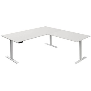 Kerkmann Move 3 elektrisch höhenverstellbarer Schreibtisch weiß L-Form, T-Fuß-Gestell weiß 200,0 x 100,0 cm von Kerkmann
