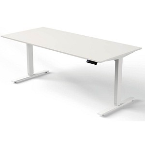 Kerkmann Move 3 elektrisch höhenverstellbarer Schreibtisch weiß rechteckig, T-Fuß-Gestell weiß 180,0 x 80,0 cm von Kerkmann