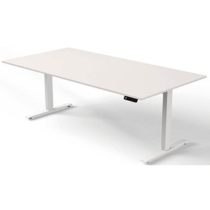 Kerkmann Move 3 elektrisch höhenverstellbarer Schreibtisch weiß rechteckig, T-Fuß-Gestell weiß 200,0 x 100,0 cm von Kerkmann