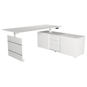 Kerkmann Move 3 elektrisch höhenverstellbarer Schreibtisch weiß rechteckig, Wangen-Gestell weiß 180,0 x 80,0 cm von Kerkmann