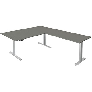 Kerkmann Move 3 tube elektrisch höhenverstellbarer Schreibtisch grafit L-Form, T-Fuß-Gestell silber 200,0 x 100,0 cm Kerkmann Move 3 tube elektrisch höhenverstellbarer Schreibtisch grafit L-Form, T-Fuß-Gestell silber 200,0 x 100,0 cm von Kerkmann