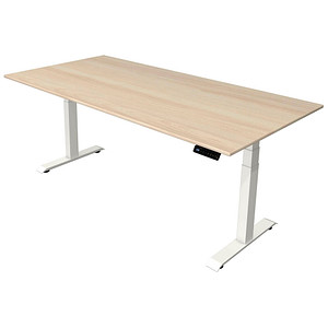 Kerkmann Move 4 elektrisch höhenverstellbarer Schreibtisch ahorn rechteckig, T-Fuß-Gestell weiß 200,0 x 100,0 cm von Kerkmann