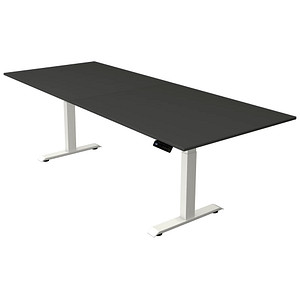 Kerkmann Move 4 elektrisch höhenverstellbarer Schreibtisch anthrazit rechteckig, T-Fuß-Gestell weiß 250,0 x 100,0 cm von Kerkmann