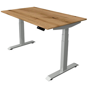 Kerkmann Move 4 elektrisch höhenverstellbarer Schreibtisch eiche rechteckig, T-Fuß-Gestell silber 140,0 x 80,0 cm von Kerkmann