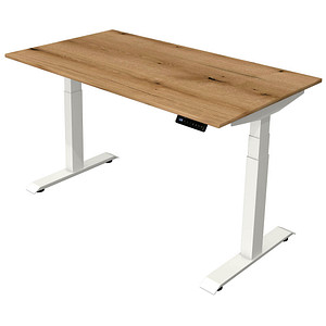 Kerkmann Move 4 elektrisch höhenverstellbarer Schreibtisch eiche rechteckig, T-Fuß-Gestell weiß 140,0 x 80,0 cm von Kerkmann