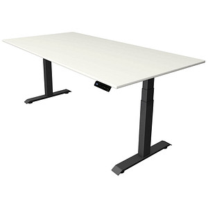 Kerkmann Move 4 elektrisch höhenverstellbarer Schreibtisch weiß rechteckig, T-Fuß-Gestell grau 200,0 x 100,0 cm von Kerkmann