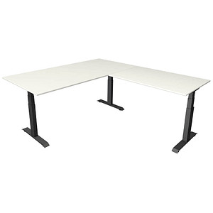 Kerkmann Move 4 elektrisch höhenverstellbarer Schreibtisch weiß rechteckig, T-Fuß-Gestell grau 200,0 x 220,0 cm von Kerkmann
