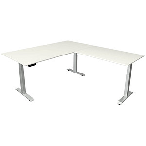 Kerkmann Move 4 elektrisch höhenverstellbarer Schreibtisch weiß rechteckig, T-Fuß-Gestell silber 200,0 x 220,0 cm von Kerkmann