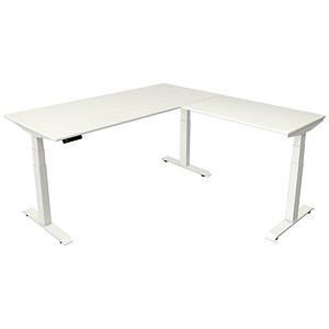 Kerkmann Move 4 elektrisch höhenverstellbarer Schreibtisch weiß rechteckig, T-Fuß-Gestell weiß 180,0 x 180,0 cm von Kerkmann