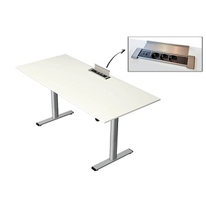 Kerkmann Move Base plus elektrisch höhenverstellbarer Schreibtisch weiß rechteckig, T-Fuß-Gestell silber 180,0 x 80,0 cm Kerkmann Move Base plus elektrisch höhenverstellbarer Schreibtisch weiß rechteckig, T-Fuß-Gestell silber 180,0 x 80,0 cm von Kerkmann