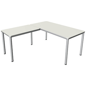 Kerkmann Prime Schreibtisch weiß L-Form, 6-Fuß-Gestell silber 160,0 x 180,0 cm Kerkmann Prime Schreibtisch weiß L-Form, 6-Fuß-Gestell silber 160,0 x 180,0 cm von Kerkmann
