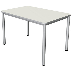 Kerkmann Prime Schreibtisch weiß rechteckig, 4-Fuß-Gestell silber 120,0 x 80,0 cm von Kerkmann