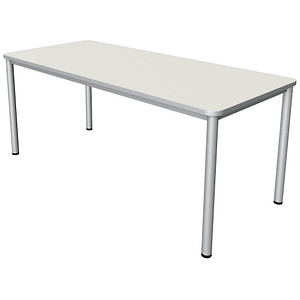 Kerkmann Prime Schreibtisch weiß rechteckig, 4-Fuß-Gestell silber 180,0 x 80,0 cm von Kerkmann