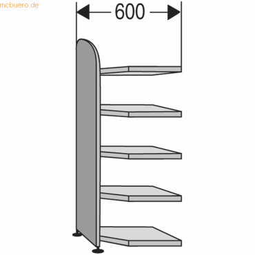 Kerkmann Regalfeld Büroregal Dante mit Rückwand BXHxT 600x1900x600mm w von Kerkmann