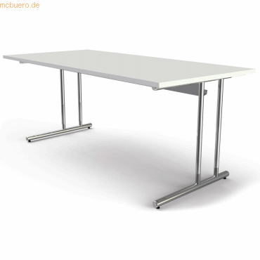 Kerkmann Schreibtisch Artline Holzdekor C-Fuß 180x80x68-82cm weiß von Kerkmann