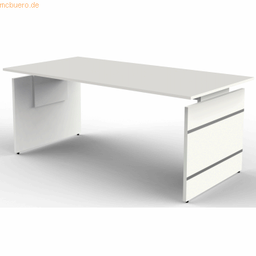 Kerkmann Schreibtisch Form 4 mit Wangengestell 180x80x68-76cm weiß von Kerkmann