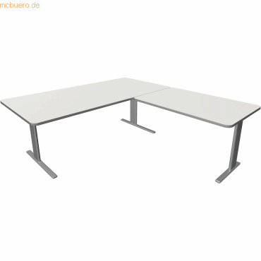 Kerkmann Schreibtisch Unic BxTxH200x100x75cm Anbautisch 120x80cm weiß von Kerkmann