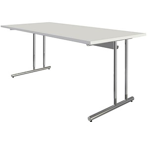 Kerkmann Schreibtisch weiß rechteckig, C-Fuß-Gestell chrom 180,0 x 80,0 cm von Kerkmann