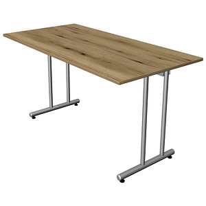 Kerkmann Smart office Schreibtisch eiche rechteckig, C-Fuß-Gestell silber 140,0 x 70,0 cm von Kerkmann