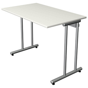 Kerkmann Smart office Schreibtisch weiß rechteckig, C-Fuß-Gestell silber 100,0 x 60,0 cm von Kerkmann