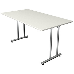 Kerkmann Smart office Schreibtisch weiß rechteckig, C-Fuß-Gestell silber 140,0 x 70,0 cm von Kerkmann