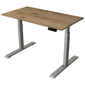 Kerkmann Smart office elektrisch höhenverstellbarer Schreibtisch eiche rechteckig, T-Fuß-Gestell silber 120,0 x 65,0 cm von Kerkmann