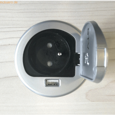 Kerkmann Tischsteckdose 1-fach + USB silber/schwarz Montage links Kerkmann Tischsteckdose 1-fach + USB silber/schwarz Montage links von Kerkmann