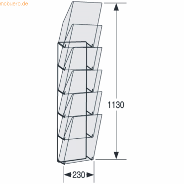 Kerkmann Wandmagazin Concept BxTxH 23x19x113cm 6 Fächer transparent von Kerkmann