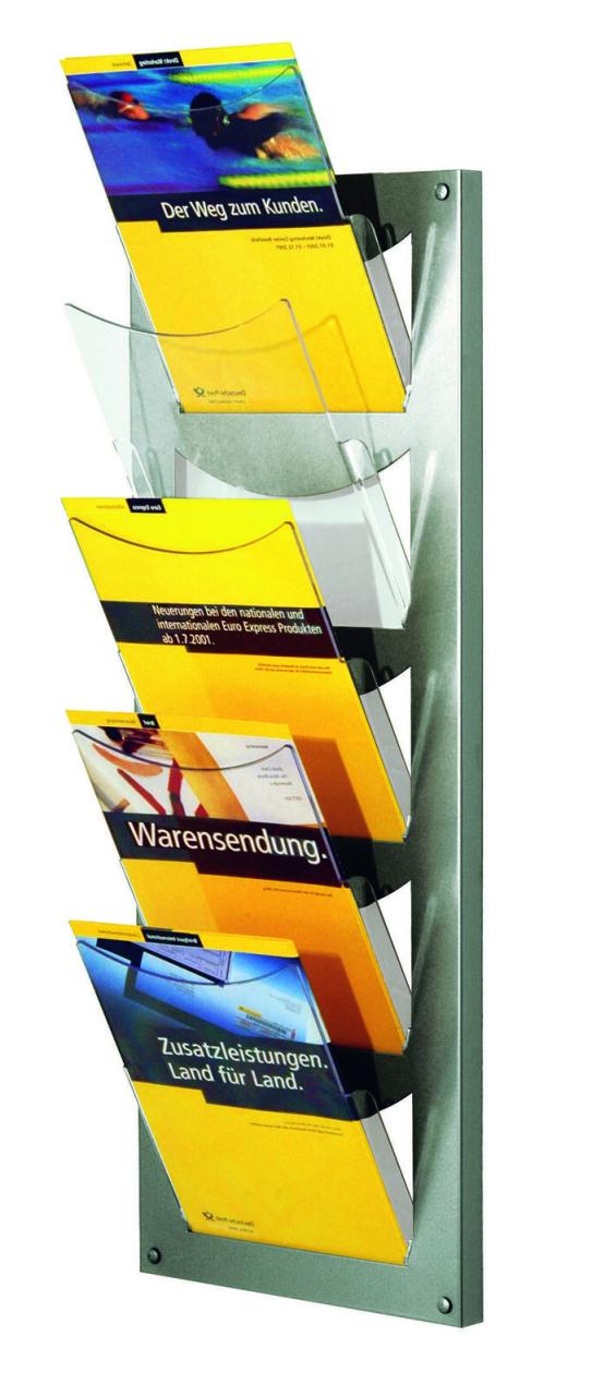 Kerkmann Wandprospekthalter Wandmagazin 5x A4 DIN A4 5-Fach alu von Kerkmann