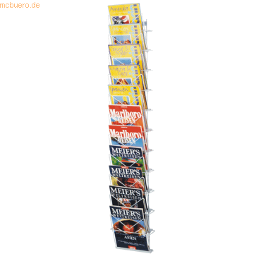 Kerkmann Zeitschriften-Wandhalter 26x140cm 11 Fächer lichtgrau von Kerkmann