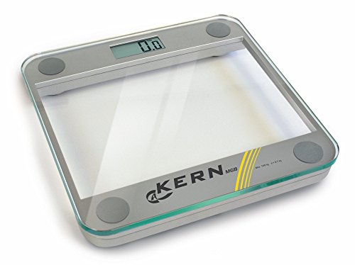 KERN Optics Design-Badezimmerwaage mit Glaswägeplatte Edles Design Trifft Präzision, Grau/Weiß, 150 kg Wägebereich, 100 g Ablesbarkeit von KERN