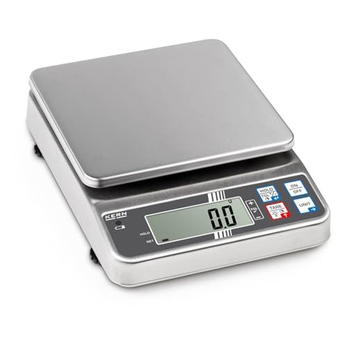 KERN Kompakte Edelstahl-Tischwaage mit Speziellem Checkweighing-Display für Noch Effizienteres Arbeiten, Wägebereich 1.5kg, Ablesbarkeit 0.5g von KERN